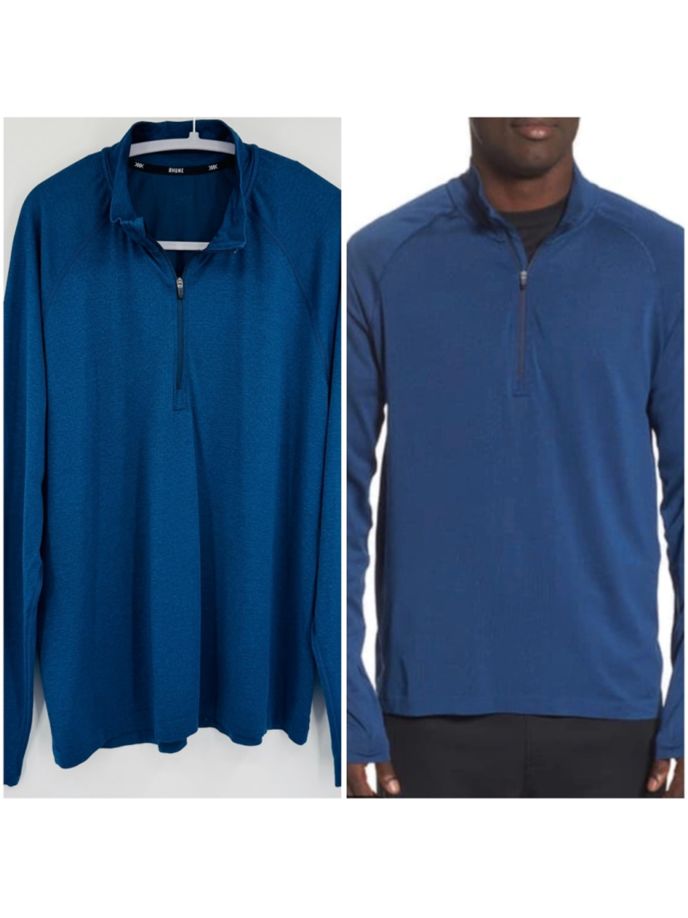 Rhone Men's Versatility Blue Perforated Long Sleeve Quarter Zip Performance
